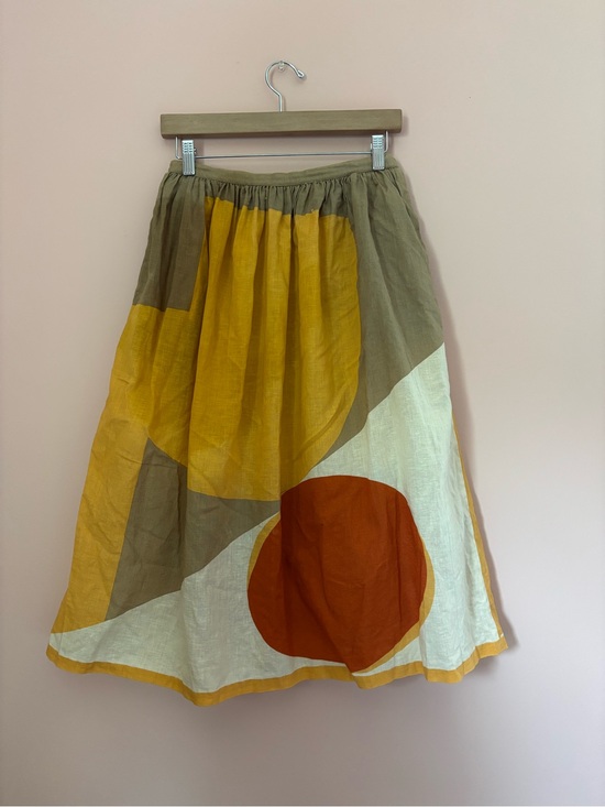 Liz Claiborne Dresses & Skirts - Vintage Liz Claiborne Boho Colorblock Midi Skirt in Mustard & Rust